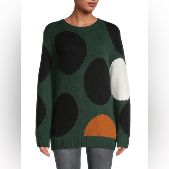 CHINTI‎ & PARKER Polka Dot Wool-Cashmere Circles Sweater Green Size Large - Picture 1 of 11